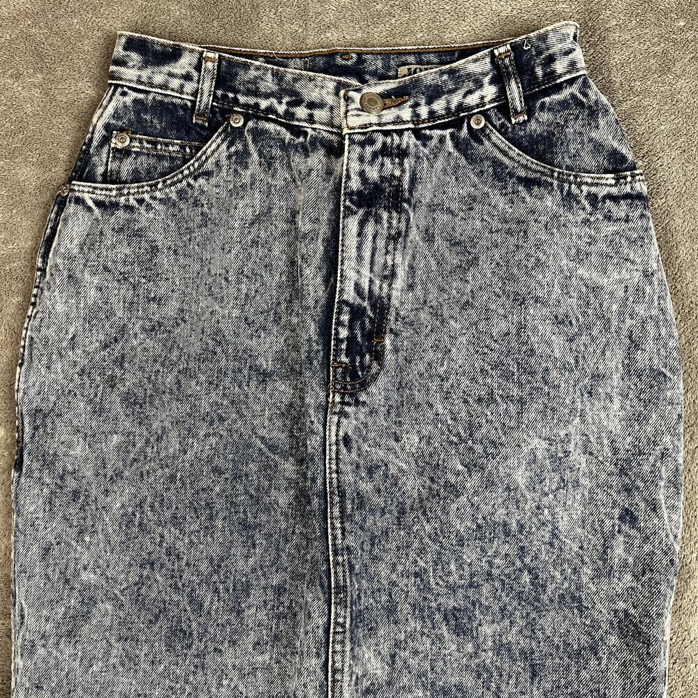 Vintage Jordache Denim Pencil Skirt Womens 25 Acid Wash Made in USA - Picture 2 of 9
